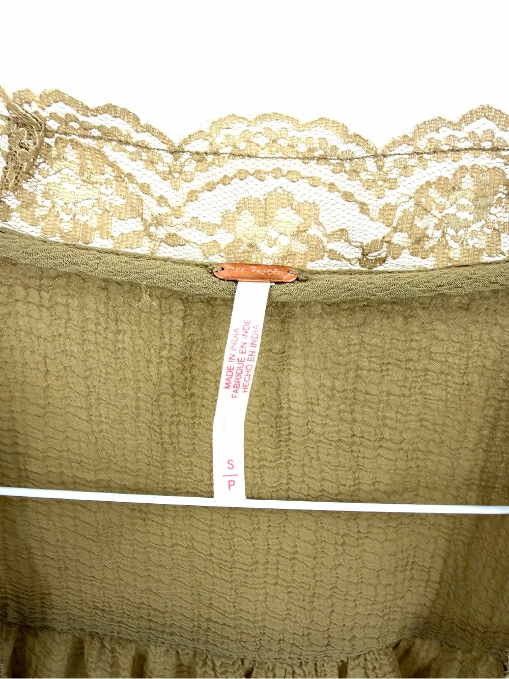 Free People Green Square Neck Boho Cottage Long Sleeve Prairie Blouse Top - Picture 5 of 6
